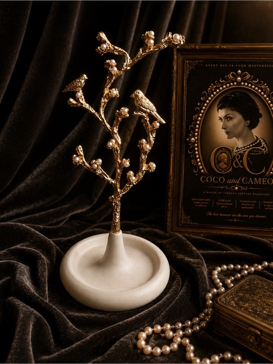 BDJ Jewelry - 🌹 Gold Bird Pearl Jewelry Stand | Branch Tree Ring Holder Trinket Display Decor